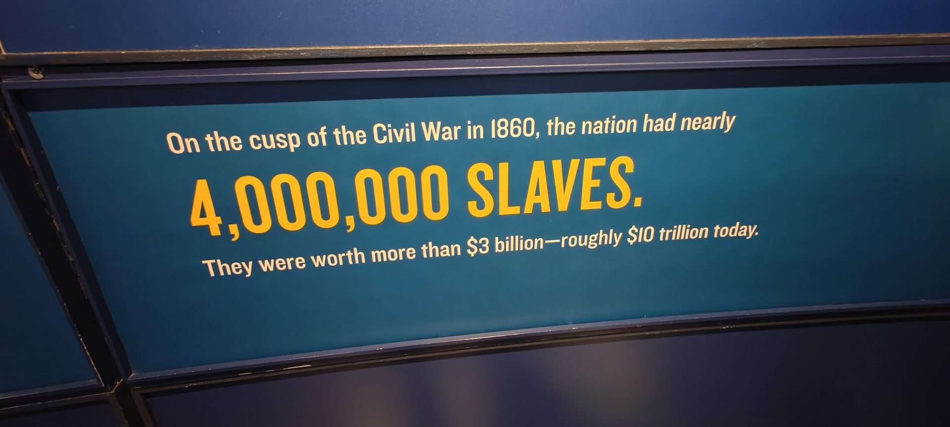 The 4000000 Slaves panel at the National Civil Rights Museum in Memphis.