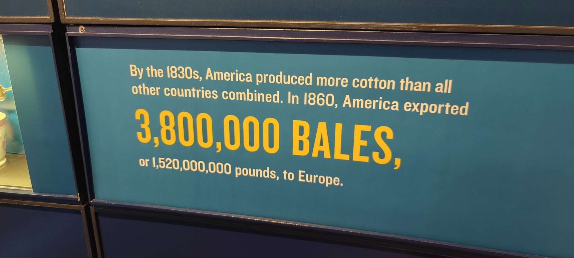 The 3800000 Bales exhibit panel on cotton and slavery at the National Civil Rights Museum in Memphis.