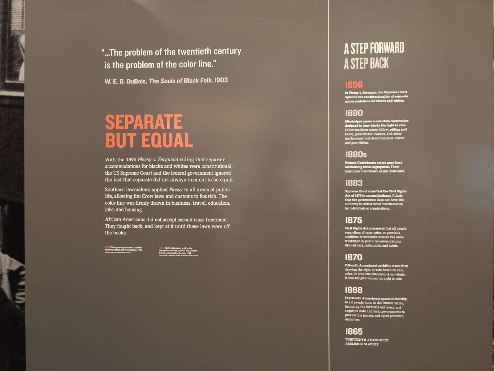 The Separate but Equal exhibit panel at the National Civil Rights Museum in Memphis.