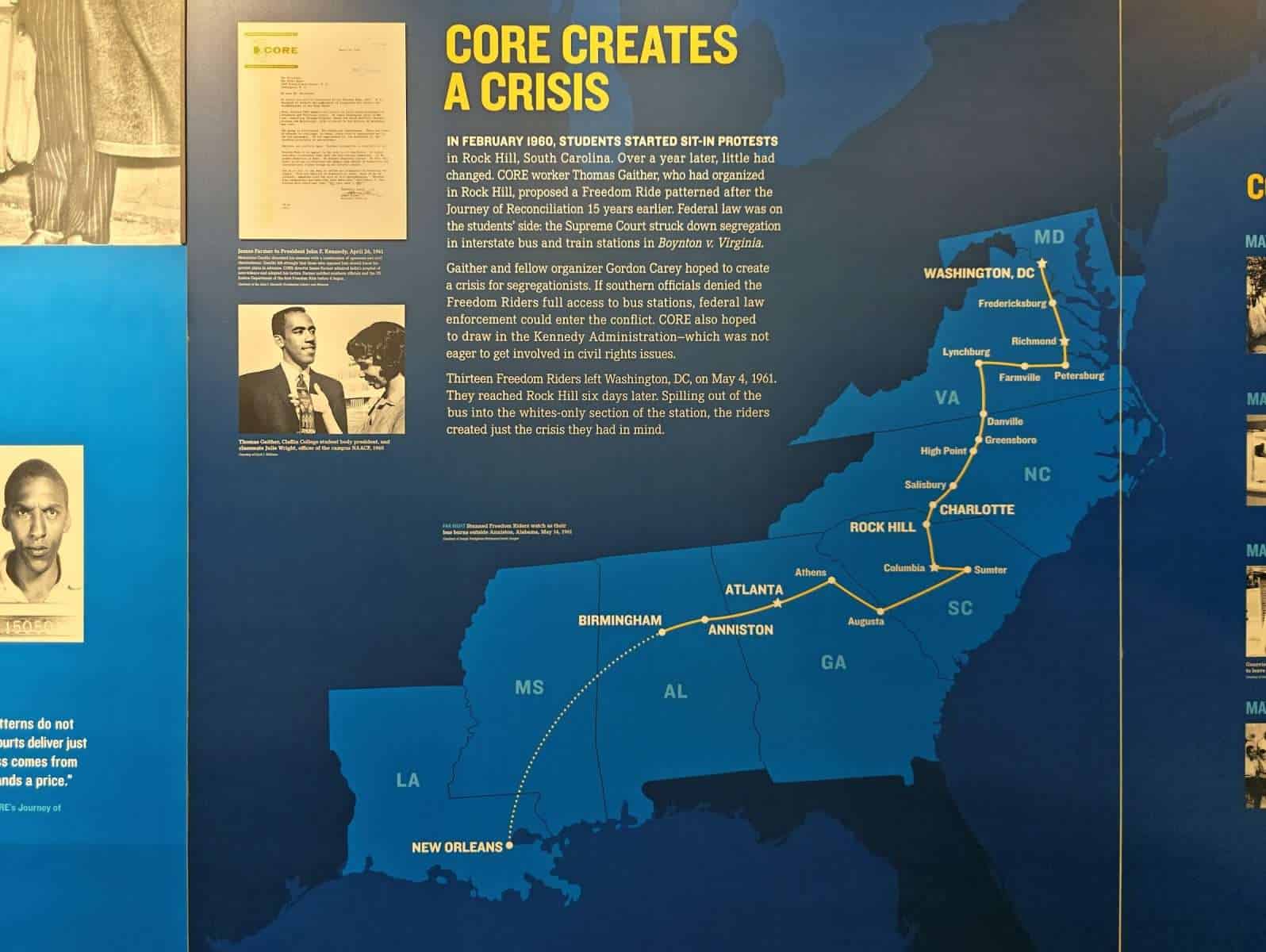 The Core Creates a Crisis Freedom Riders map panel at the National Civil Rights Museum in Memphis.